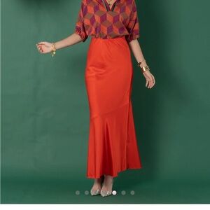 Elegant Orange Maxi Skirt